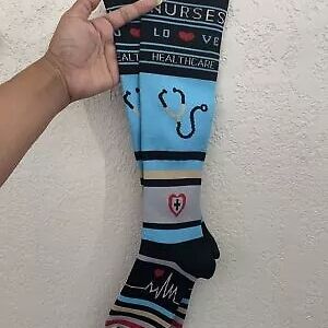 Healthcare Themed Blue and Black Socks